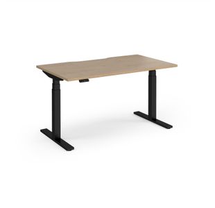 Elev8 Luxe Straight Sit-Stand Desk 1400mm x 800mm - Black Frame / Kendal Oak Top