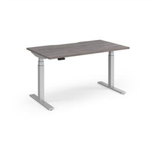 Elev8 Luxe Straight Sit-Stand Desk 1400mm x 800mm - Silver Frame / Grey Oak Top