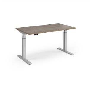 Elev8 Luxe Straight Sit-Stand Desk 1400mm x 800mm - Silver Frame / Nebraska Oak Top