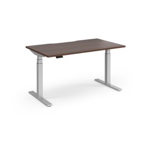Elev8 Luxe Straight Sit-Stand Desk 1400mm x 800mm - Silver Frame / Walnut Top