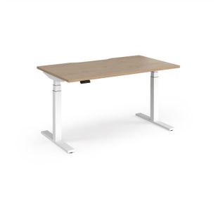 Elev8 Luxe Straight Sit-Stand Desk 1400mm x 800mm - White Frame / Kendal Oak Top