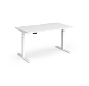 Elev8 Luxe Straight Sit-Stand Desk 1400mm x 800mm - White Frame / White Top