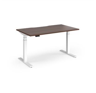 Elev8 Luxe Straight Sit-Stand Desk 1400mm x 800mm - White Frame / Walnut Top