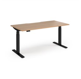 Elev8 Luxe Straight Sit-Stand Desk 1600mm x 800mm - Black Frame / Beech Top