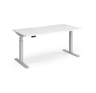 Elev8 Luxe Straight Sit-Stand Desk 1600mm x 800mm - Silver Frame / White Top