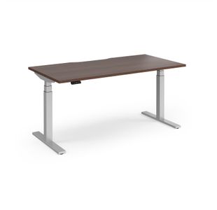 Elev8 Luxe Straight Sit-Stand Desk 1600mm x 800mm - Silver Frame / Walnut Top