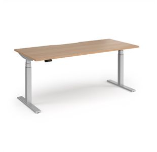 Elev8 Luxe Straight Sit-Stand Desk 1800mm x 800mm - Silver Frame / Beech Top