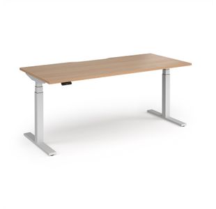Elev8 Luxe Straight Sit-Stand Desk 1800mm x 800mm - White Frame / Beech Top