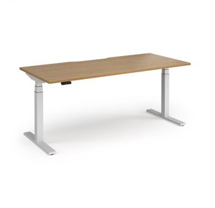 Elev8 Luxe Straight Sit-Stand Desk 1800mm x 800mm - White Frame / Oak Top