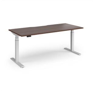 Elev8 Luxe Straight Sit-Stand Desk 1800mm x 800mm - White Frame / Walnut Top