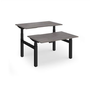 Elev8 Luxe Sit-Stand Back-To-Back Desks 1200mm x 800mm - Black Frame / Grey Oak Top