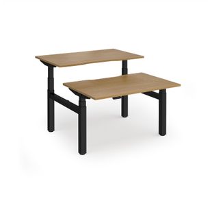 Elev8 Luxe Sit-Stand Back-To-Back Desks 1200mm x 800mm - Black Frame / Oak Top