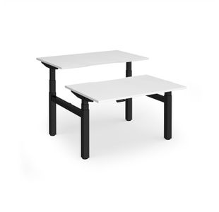 Elev8 Luxe Sit-Stand Back-To-Back Desks 1200mm x 800mm - Black Frame / White Top
