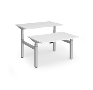 Elev8 Luxe Sit-Stand Back-To-Back Desks 1200mm x 800mm - Silver Frame / White Top