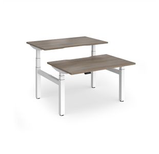 Elev8 Luxe Sit-Stand Back-To-Back Desks 1200mm x 800mm - White Frame / Nebraska Oak Top