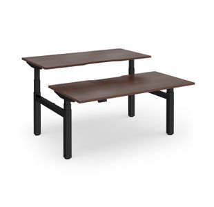 Elev8 Luxe Sit-Stand Back-To-Back Desks 1600mm x 800mm - Black Frame / Walnut Top