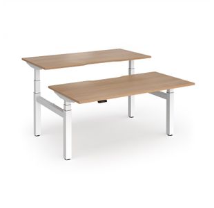 Elev8 Luxe Sit-Stand Back-To-Back Desks 1600mm x 800mm - White Frame / Beech Oak Top