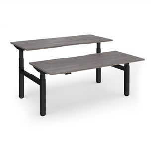 Elev8 Luxe Sit-Stand Back-To-Back Desks 1800mm x 800mm - Black Frame / Grey Oak Top