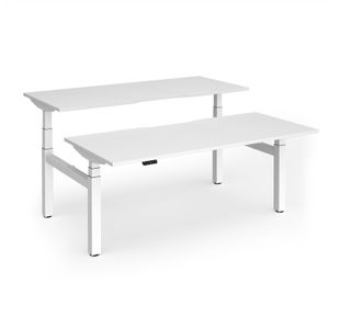 Elev8 Luxe Sit-Stand Back-To-Back Desks 1800mm x 800mm - White Frame / White Top
