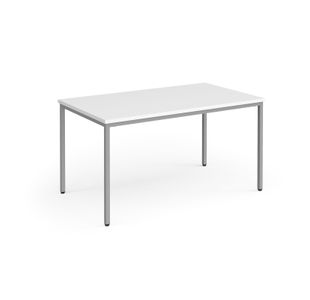 Flexi 25 rectangular table with silver frame 1400mm x 800mm - white