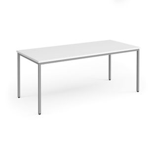 Flexi 25 rectangular table with silver frame 1800mm x 800mm - white