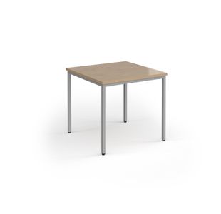 Flexi 25 square table with silver frame 800mm x 800mm - Kendal Oak