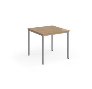 Flexi 25 square table with silver frame 800mm x 800mm - oak