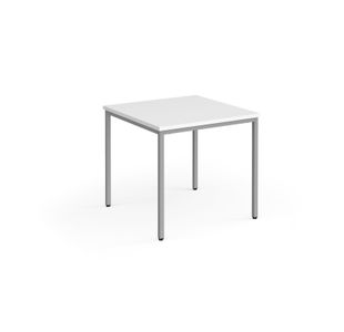 Flexi 25 square table with silver frame 800mm x 800mm - white