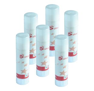 5 Star Solid Adhesive Glue Stick Washable Non-toxic Medium 20g (Pack of 6) 108232
