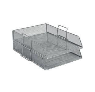 5 Star Mesh Letter Tray Scratch Resistant Stackable Front Load Portrait Foolscap Silver 287901