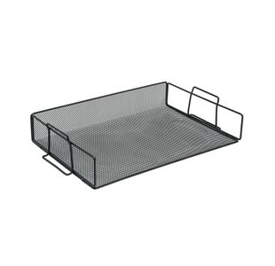 5 Star Mesh Letter Tray Scratch Resistant Stackable Side Load Landscape Foolscap Black 287918