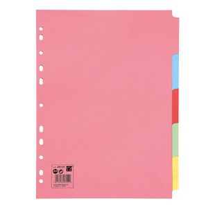 5 Star 5-Part Subject Divider A4 Recycled Card Multipunched 155gsm Assorted 295160
