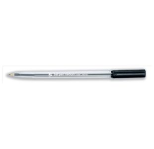5 Star Ball Pen Medium 1mm Tip 0.7mm Line Clear Barrel Black (Pack of 50) 295187