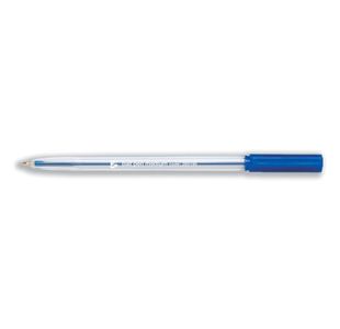 5 Star Ball Pen Medium 1mm Tip 0.7mm Line Clear Barrel Blue (Pack of 50) 295195