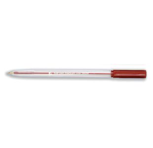 5 Star Ball Pen Medium 1mm Tip 0.7mm Line Clear Barrel Red (Pack of 50) 295209