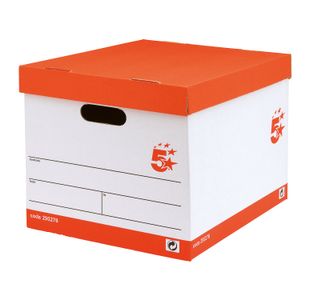 5 Star Storage Box with Lid Self-Assembly 321x392x291mm Red/White (Pack of 10) 295276