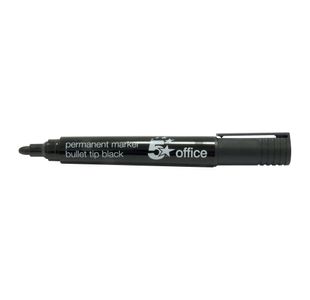 5 Star Permanent Marker Bullet Tip Xylene/Toluene-free Smear Proof Black (Pack of 12) 296077