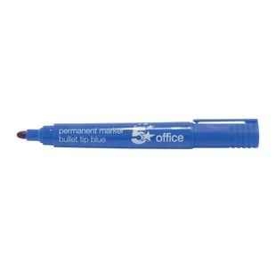 5 Star Permanent Marker Bullet Tip Xylene/Toluene-free Smear Proof 2mm Line Blue (Pack of 12) 296085