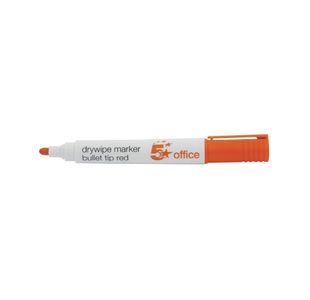 5 Star Drywipe Marker Bullet Tip Xylene/Toluene-free 3mm Line Red (Pack of 12) 296131