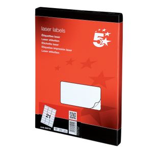 5 Star Multipurpose Labels Laser Copier Inkjet 63.5x38.1mm White (Pack of 2100) 296778