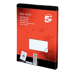 5 Star Multipurpose Labels Laser Copier Inkjet 99.1x34mm White (Pack of 1600) 296786