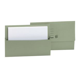 5 Star Recycled Half Flap Document Wallet Foolscap 250gsm Capacity 32mm Green (Pack of 50) 297331