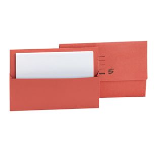 5 Star Recycled Half Flap Document Wallet Foolscap 250gsm Capacity 32mm Red (Pack of 50) 297382