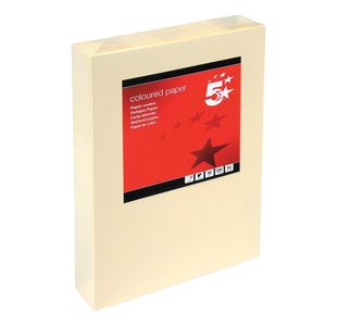5 Star A4 Coloured Copier Paper Multifunctional 80gsm Light Cream Ream-Wrapped (Pack of 500) 297609
