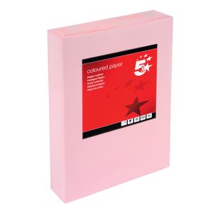 5 Star A4 Coloured Copier Paper Multifunctional 80gsm Light Pink Ream-Wrapped (Pack of 500) 297633