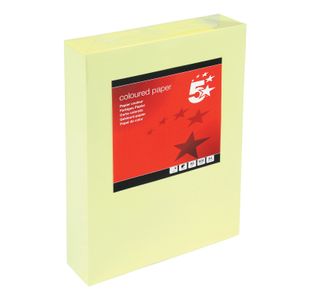 5 Star A4 Coloured Copier Paper Multifunctional 80gsm Light Yellow Ream-Wrapped (Pack of 500) 297641
