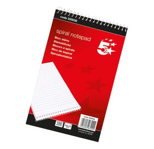5 Star Wirebound Shorthand Pad Ruled 60gsm 300 Page 127x200mm Red (Pack of 10) 330038