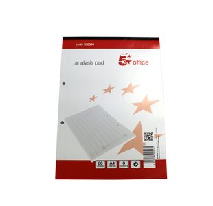 5 Star A4 Analysis Pad 8 Cash Column 80 Sheets 70gsm 330291