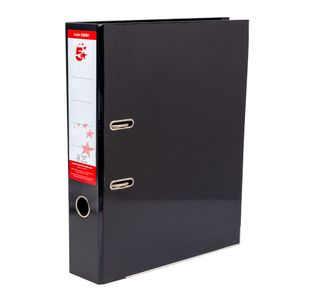 5 Star Lever Arch File Foolscap 70mm Spine Black (Pack of 10) 332861