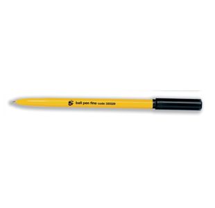 5 Star Ball Pen Fine 0.7mm Tip 0.3mm Line Yellow Barrel Black (Pack of 50) 333328